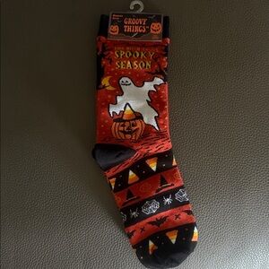 Halloween Ghost Socks - Black and Orange